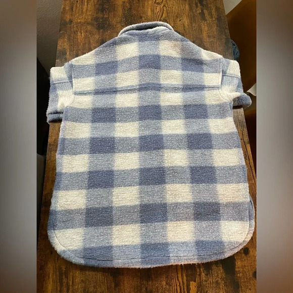 Fuzzy Flannel Sherpa Button Down Coat - Picture 12 of 13